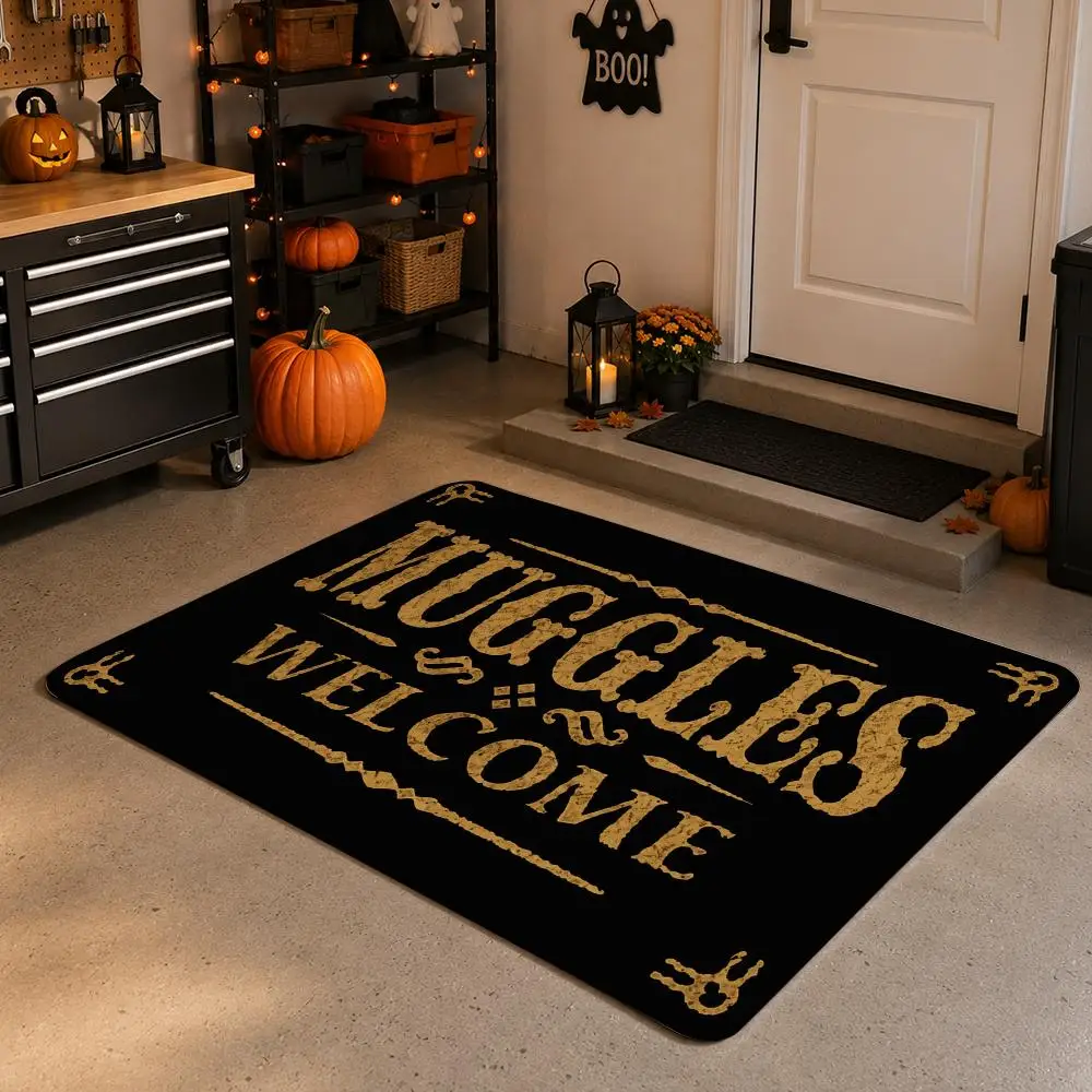 Wizard Magic Mystical Welcome Vintage Gothic Art Floor Mat Soft Flannel Non Slip Absorbent Entryway Bathroom Bedroom Garage