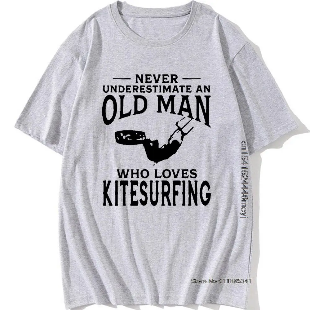 Never Underestimate An Old Man Who Loves Kitesurfing Mens Funny T Shirt Unique Gift Present Windsurfing Heartbeat T-Shirt