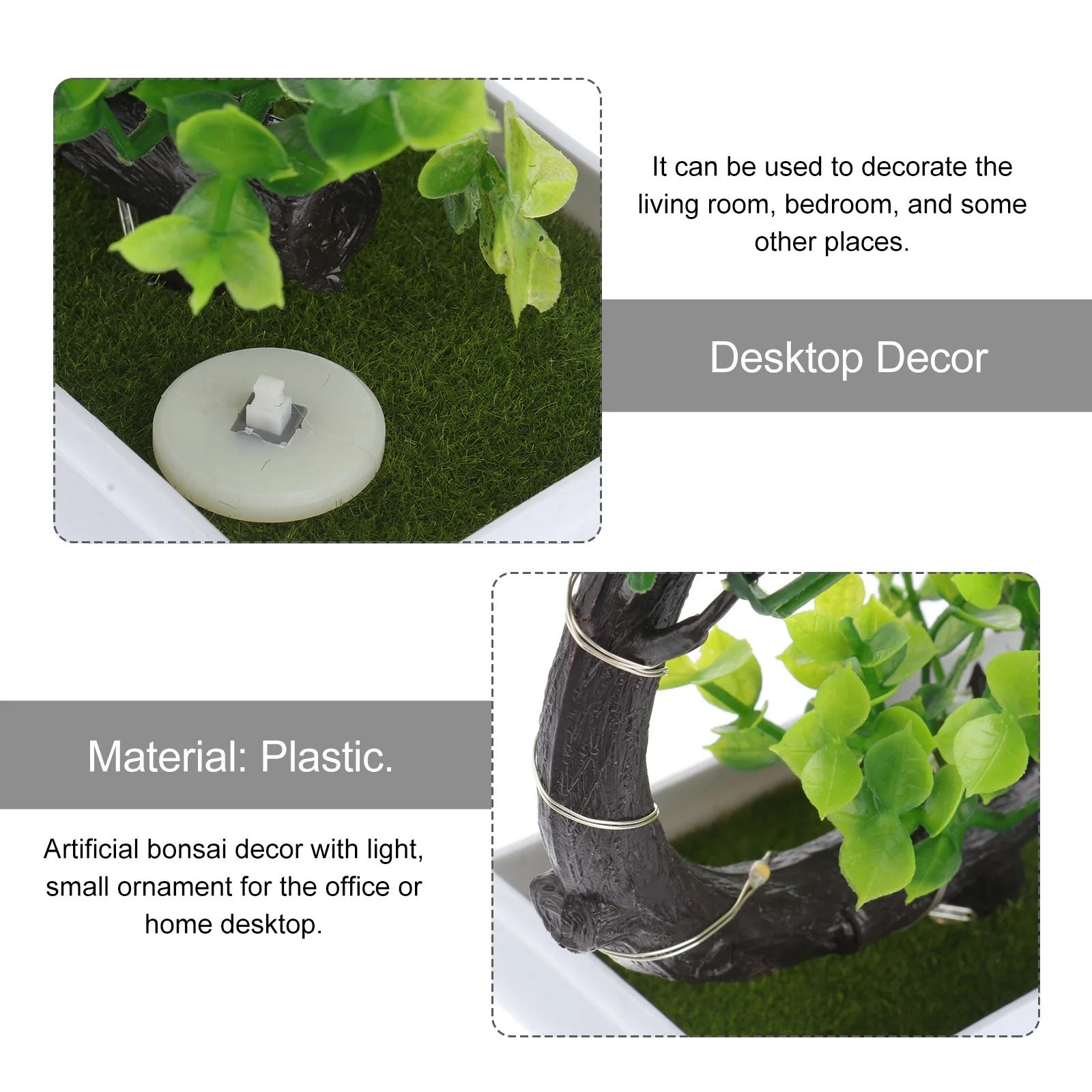 

1 Piece Luminous Bonsai Ornament Artificial Plant With Light Glowing Simulated Potted Decor For Office Home Desktop Long