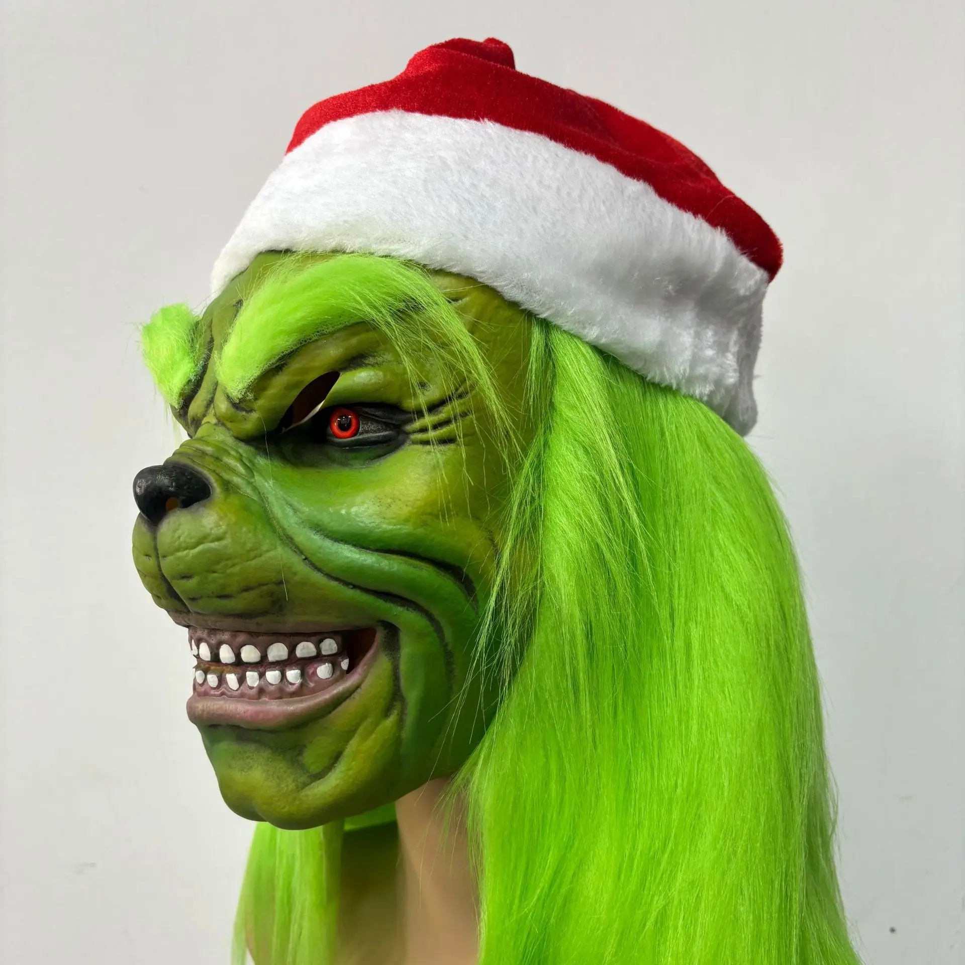 Die Weihnachts-Cosplay-Maske, Weihnachtskostüm-Latexmaske für Erwachsene, grüne Cosplay-Kostümmaske – Detail 1