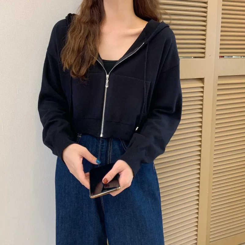 2024 Fall Casual Women Pockets Cropped Zip Up Fleece Purple Hoodies Korean Winter Jacket Hoodie Basic Harajuku Clothes Outwear