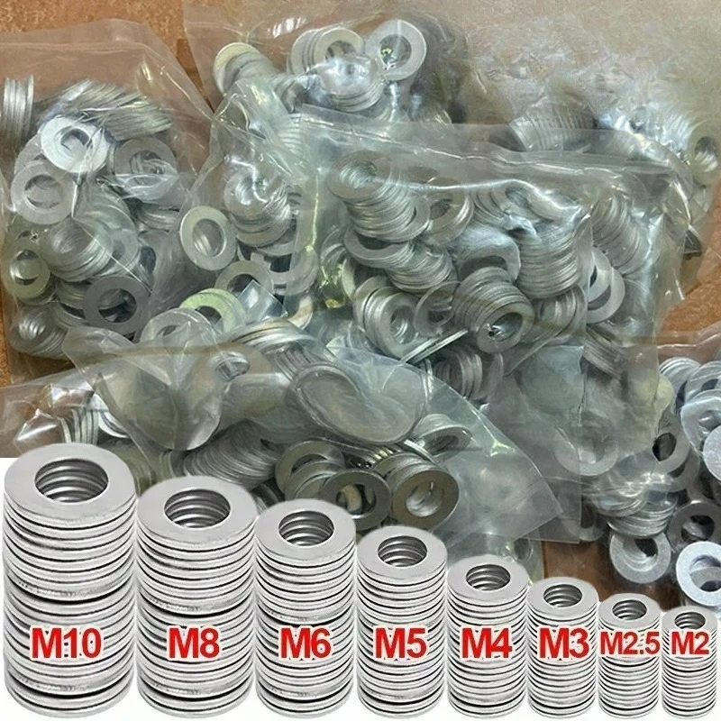 

180pcs Flat Washer M2 M2.5 M3 M4 M5 M6 M8 M10 Metal Screw Washers Rings Plain Gaskets Fasteners for Screws Bolts Assortment Kits