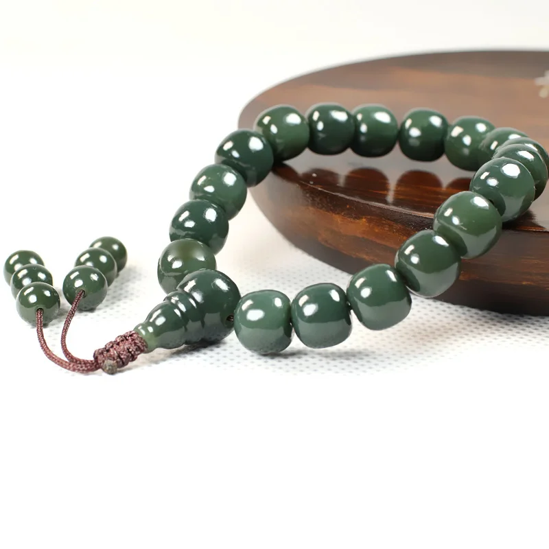 

Синьцзян Хэтянь нефритовый браслет из бисера Будды, натуральный сапфир, старая форма, мужской и женский браслет из бисера, ювелирные изделия из нефрита B