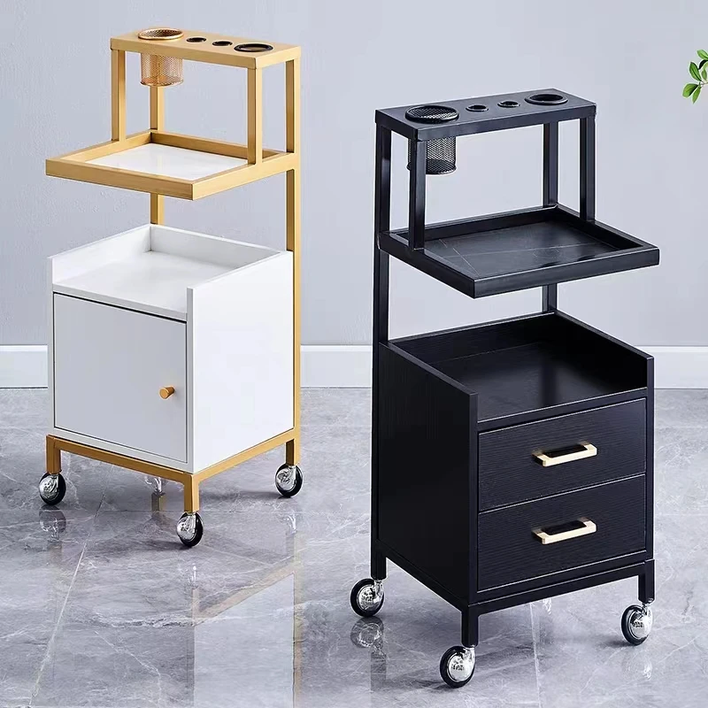 Luxury Stainless Steel Gold-plated Paint Barber Trolley Durable Hair Salon Trolley Cart for Barber Shop
