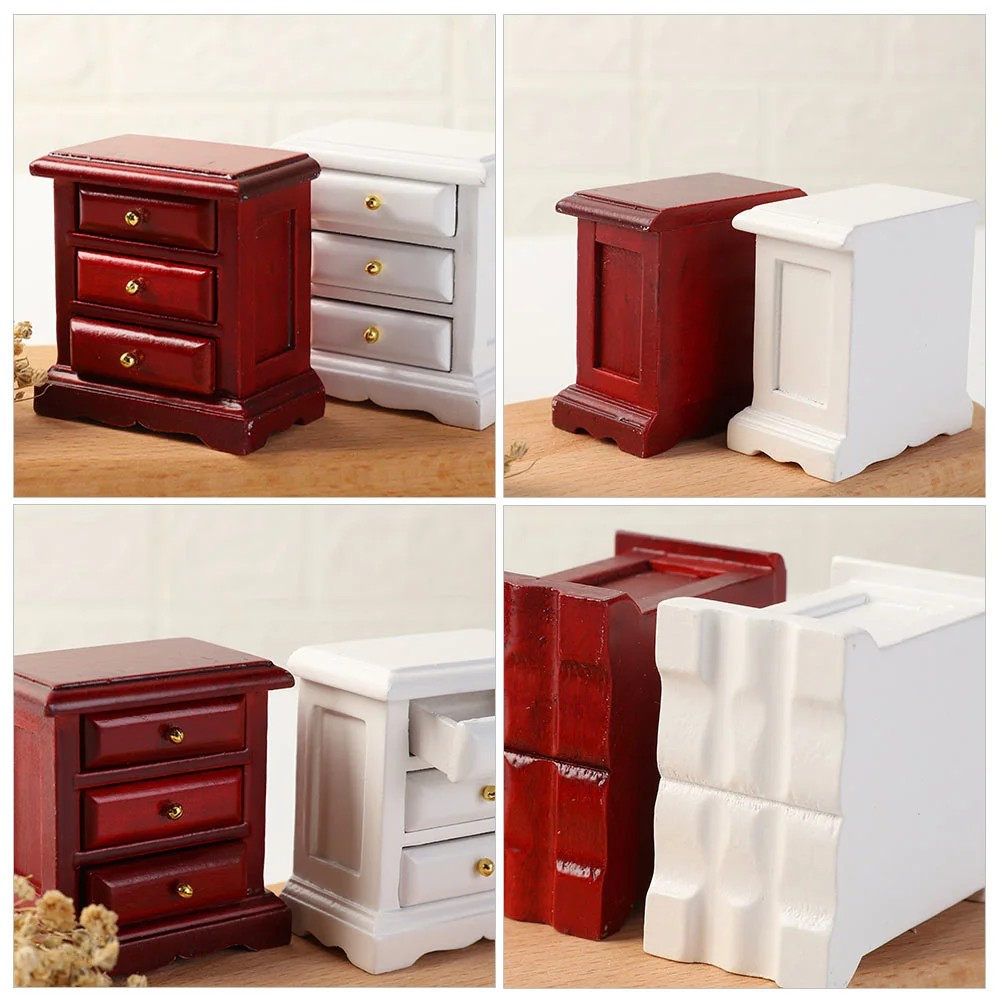 Dollhouse Chest of Drawers Mini Bedside Table Furniture Micro Cabinet Toy Toys Model Miniature Wooden Night Stand