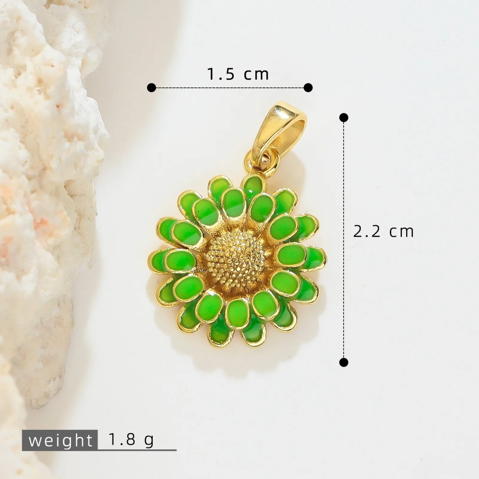 1 Stück Gänseblümchen-Blumen-Emaille-Anhänger mit klaren Zirkonia-Steinen, 18K vergoldeter Messing-Anhänger für DIY-Halsketten-Schmuckherstellung, Großhandel – Detail 7