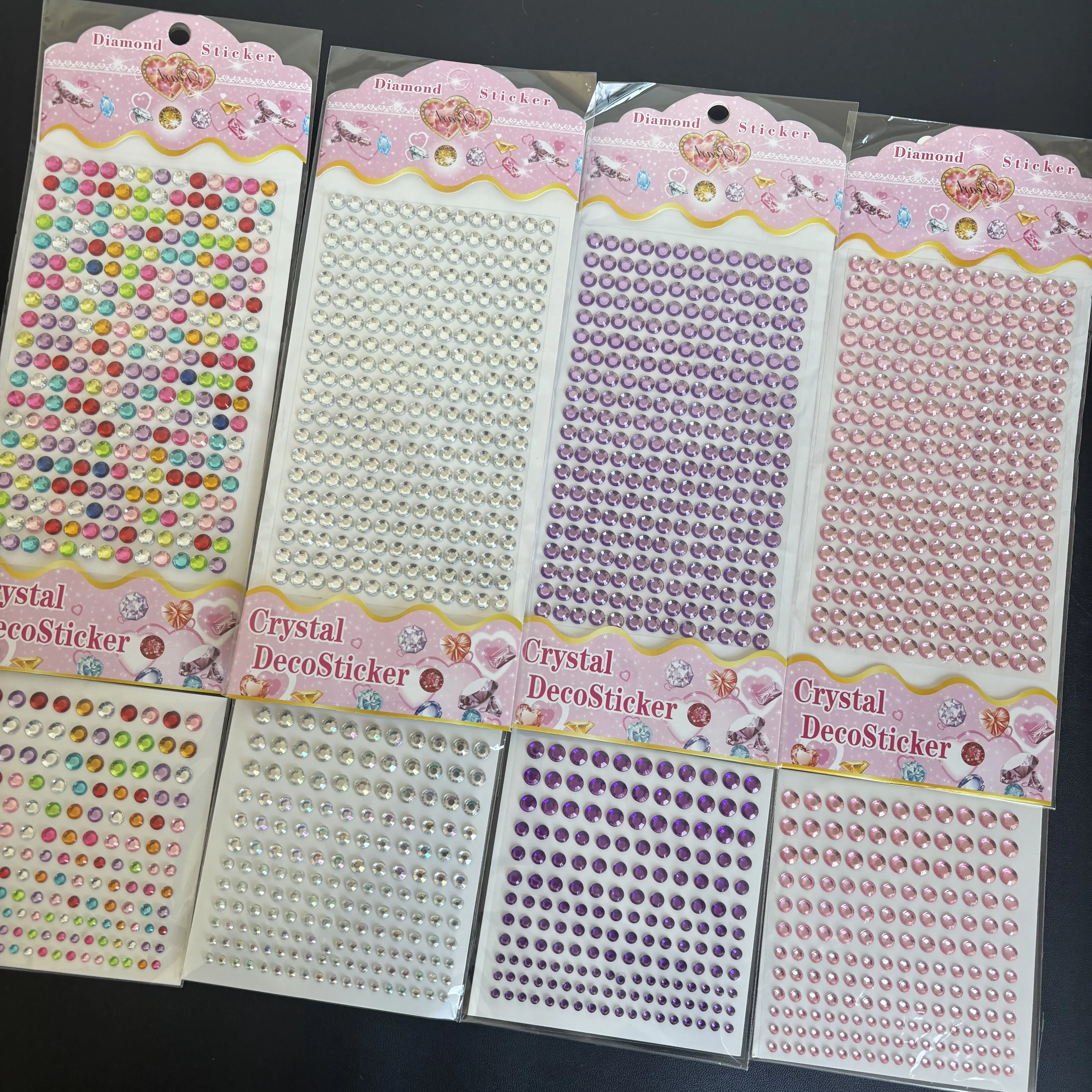 

8 Round Diamond Stickers, Shiny Gemstones, Multi-Color Optional, Chain Stickers, Round Sparkling Crystal Stickers