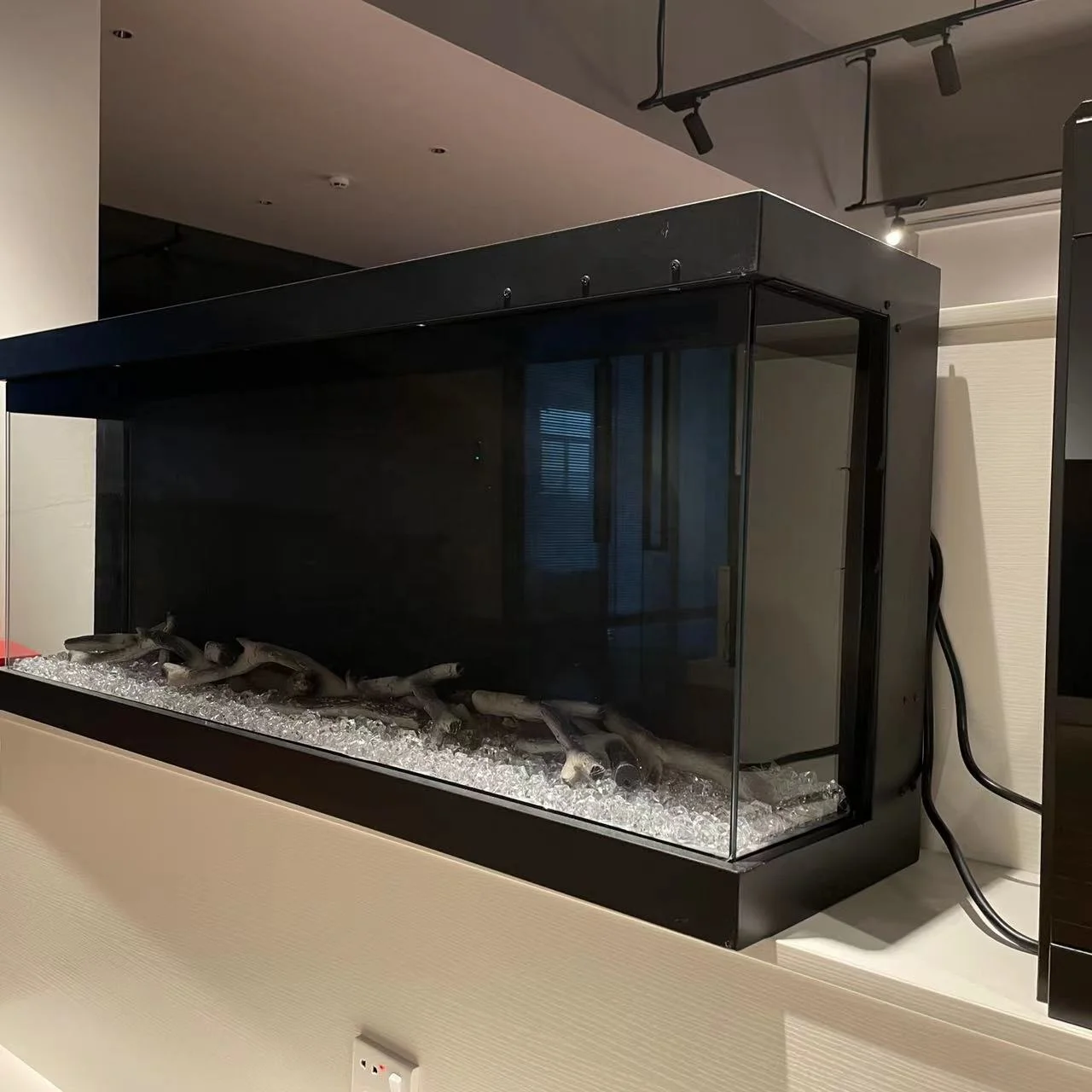 ZHX Modern 60 Inch Fire Place 3 Sided Electric Fireplace Inserts Heater Indoor Decorative 3D LED Flame Fireplace Electric