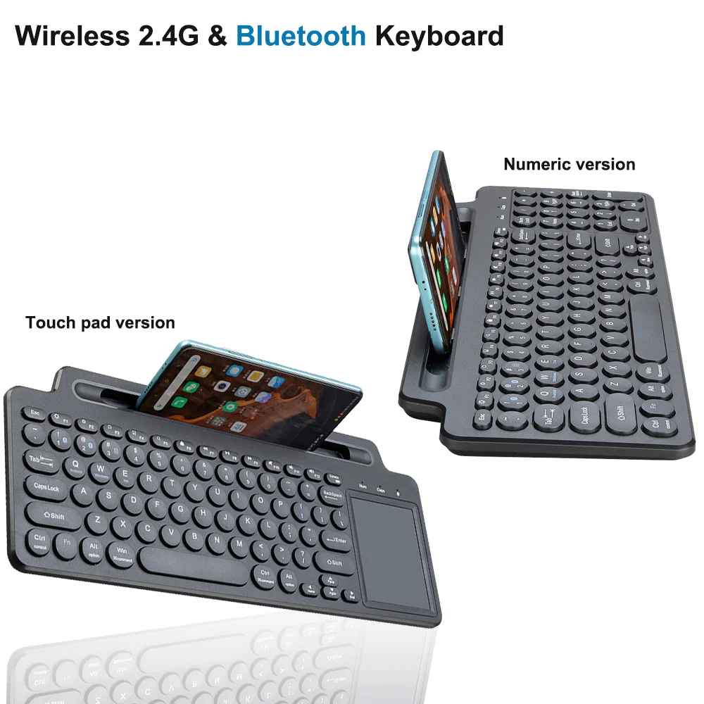 Wireless 2.4G Bluetooth Keyboard Ultra Slim Multi-Device Bluetooth Wireless Keyboard with Touchpad for MacBook iMac iPhone iPad