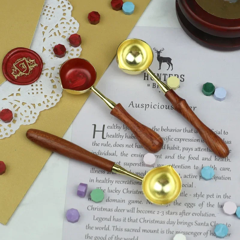 Sealing Wax Spoon Wood Handle Retro Wax Stamping Spoons Invitation Cards Decorative Stamps Craft