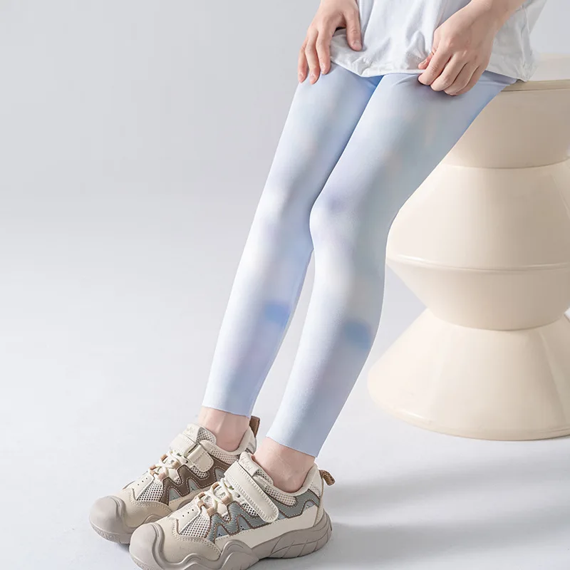 UV Protection Girl Leggings High Waist Lightweight Jogging Yoga Sports Pants Teenager Girls Clothes Plus Size Kids Children