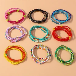 4Pcs/Set Bohemia Handmade Colorful Beads Bracelets for Women Elastic Beaded Bracelets Girls Party Holdiay Jewelry Decoration
