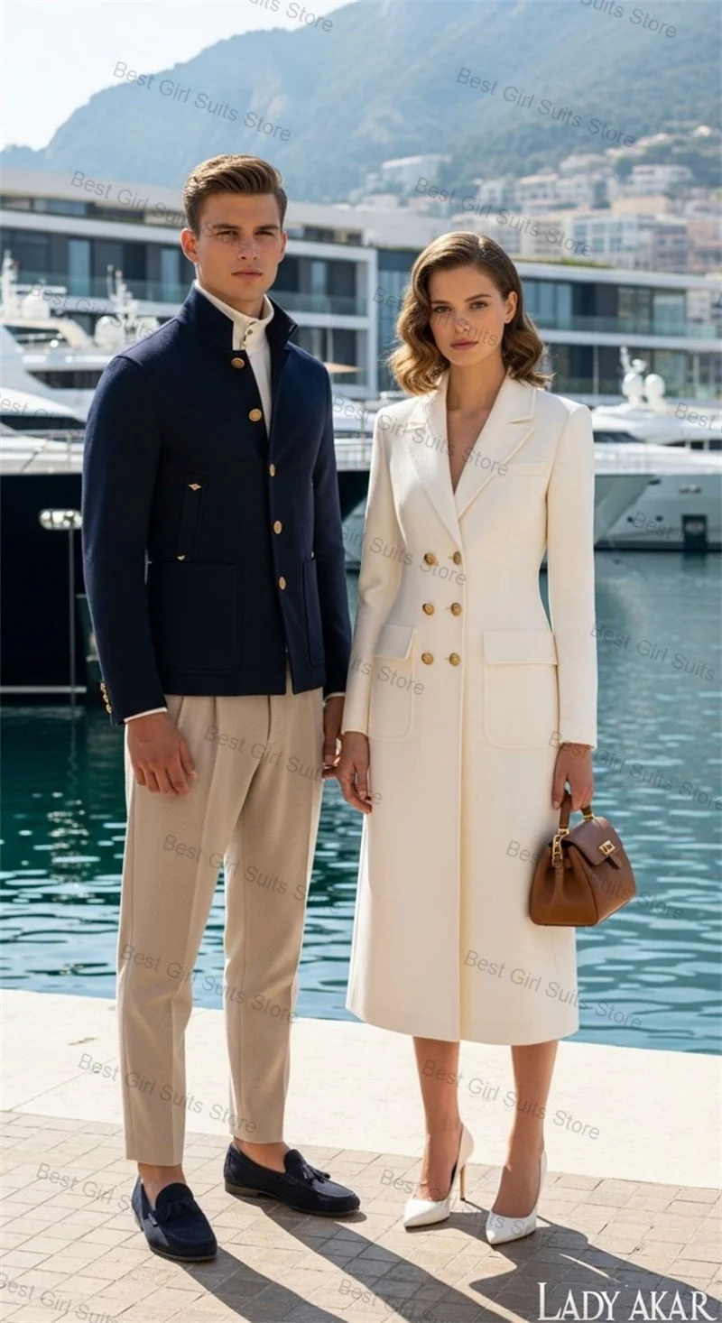 

Off White Cashmere Women Suit 1 Pcs Long Blazer Wool Prom Dress Winter Formal Office Lady Jacket Customized Wedding Tuxedos