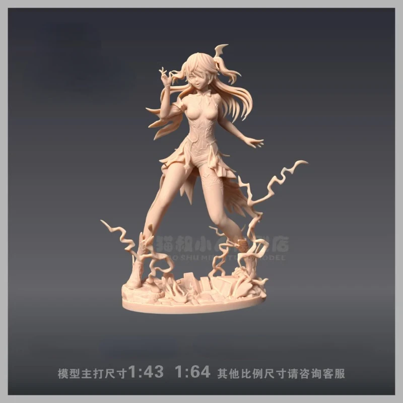 Game Anime peripheral figure Genshin Impact  Fischl 1/64 1/43 Resin white model GK Colorless model Classic hand do