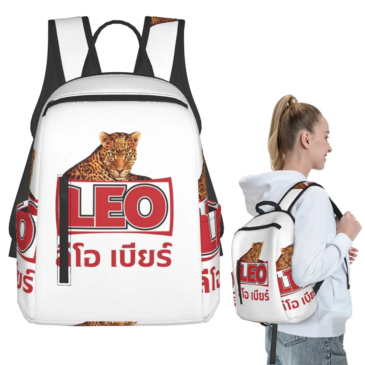 

Leo Beer Bangkok Backpack Student BookBag Kids School Bag Laptop Shoulder Bags Men Women