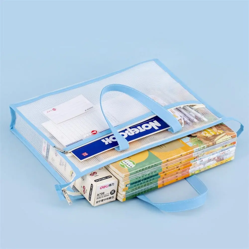 

Clear A3/A4 File Storage Bag Multi-layer Waterproof Zipper Pouch Bag Large Capacity with Handle Data Document Bag