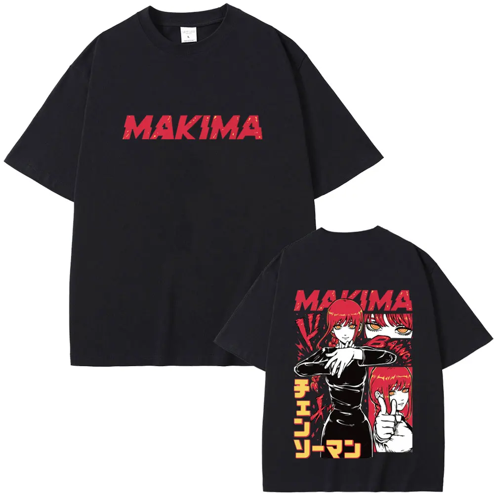 

Hot Sale Anime Chainsaw Man Makima Graphic T Shirts Male Vintage Casual Cotton T-shirt Men Women Manga Fashion Trend Streetwear