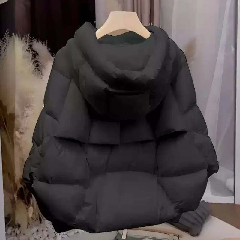 Pão quente estilo casaco roupas de inverno algodão acolchoado casaco feminino curto com capuz jaqueta de algodão bege inverno 2025 nova chegada