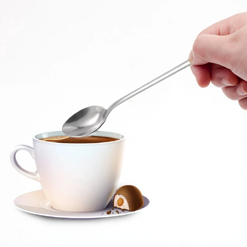 Cuchara de café y té de acero inoxidable con mango largo, cucharilla de helado para cóctel, 1 unidad, novedad