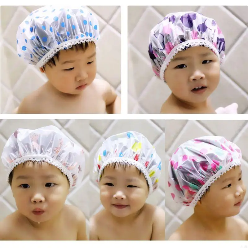 808E Bonnet bain imperméable pour les bébés pour bébés pour tout-petits Bouchons bain Polka Dot