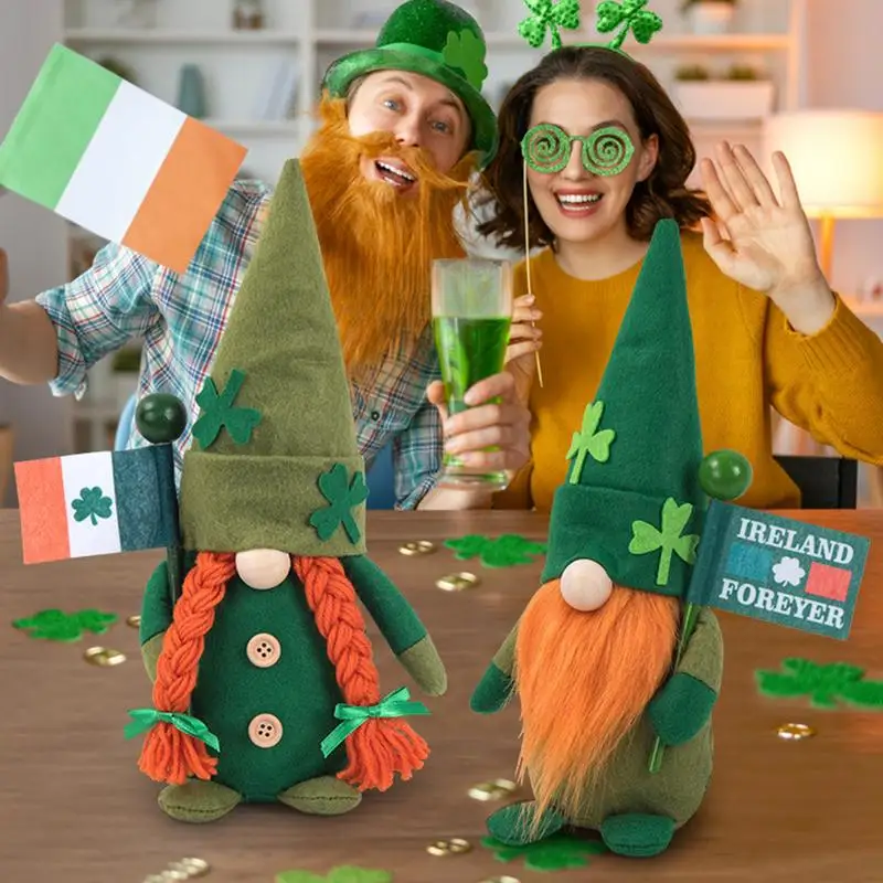 Św. Patryk krasnale dekoracje na dzień zielone Irish Lerechaun Tomte Elf ozdoby Irish dekoracje na dzień św. Patryk