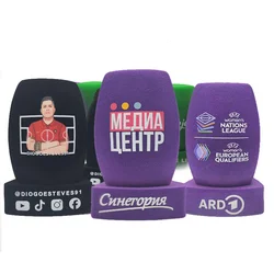 AOSHEN espuma de microfone Foam Cover with base Make Your Logo Mic Cover Windscreen 3 Sides Espuma Para Microfone Personalizada