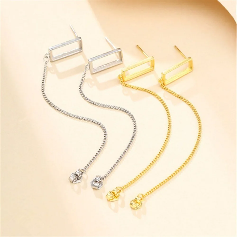 

Earring Settings for 5x11mm Rectangle Cabochons Gold Plated 925 Silver Earring Blank Earring Base SE0021