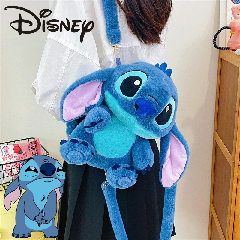 

Stitch Plush Backpack Cartoon Cute Doll Crossbody Handbag Kawaii Large Storage Couple Christmas Gift Disney Anime Accessories