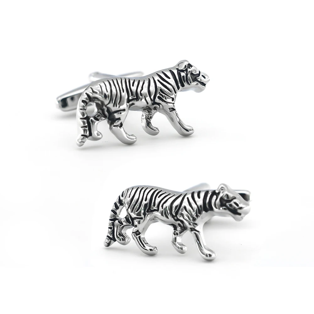 Men's Walking Tiger Cuff Links Black King Of The Forest Design Quality Copper Material Fashion Cufflinks Wholesale & Retail