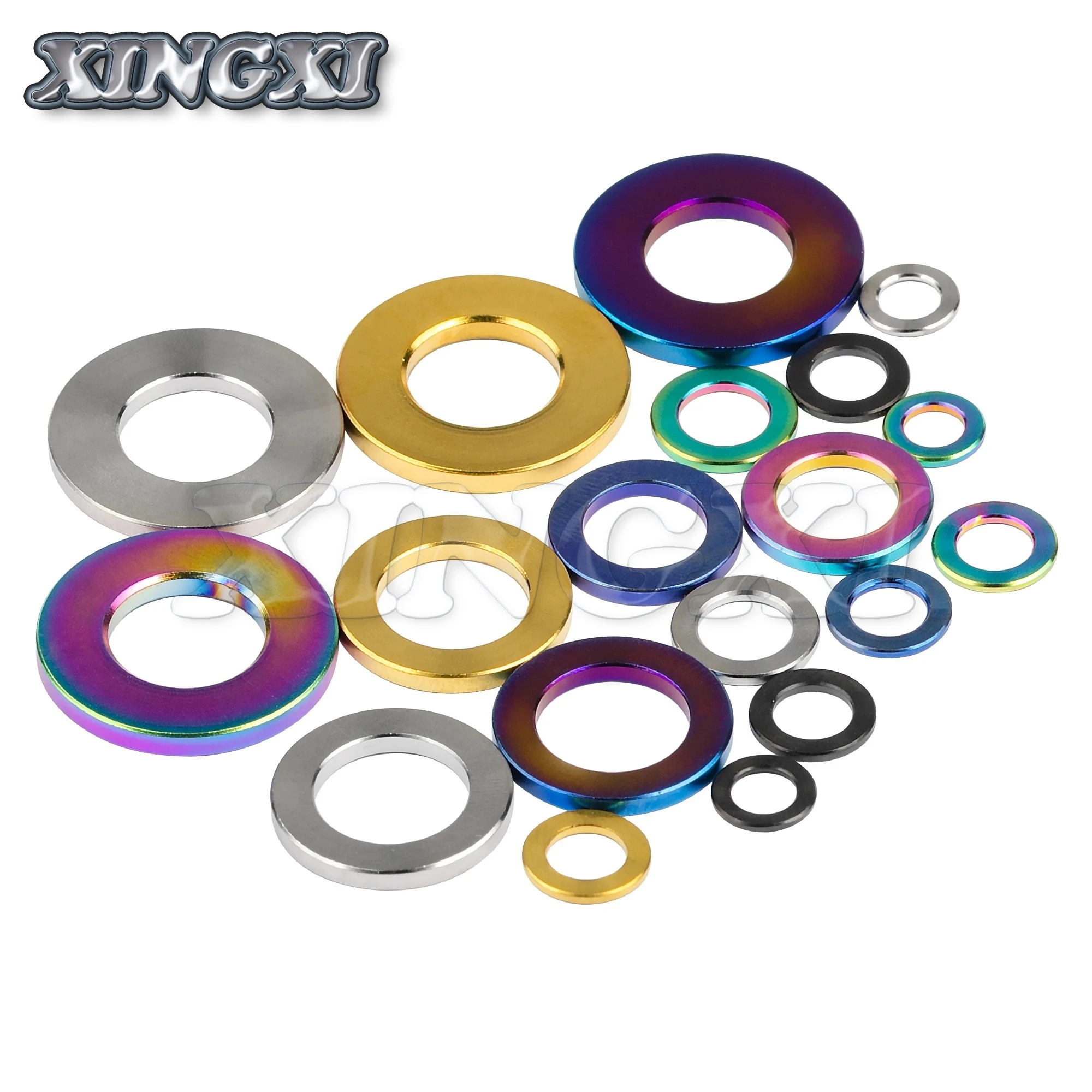 Xingxi M4 M5 M6 M7 M8 M10 Titanium Flat Washer DIN912 Ti Spacer for Bicycle Motorcycle Parts