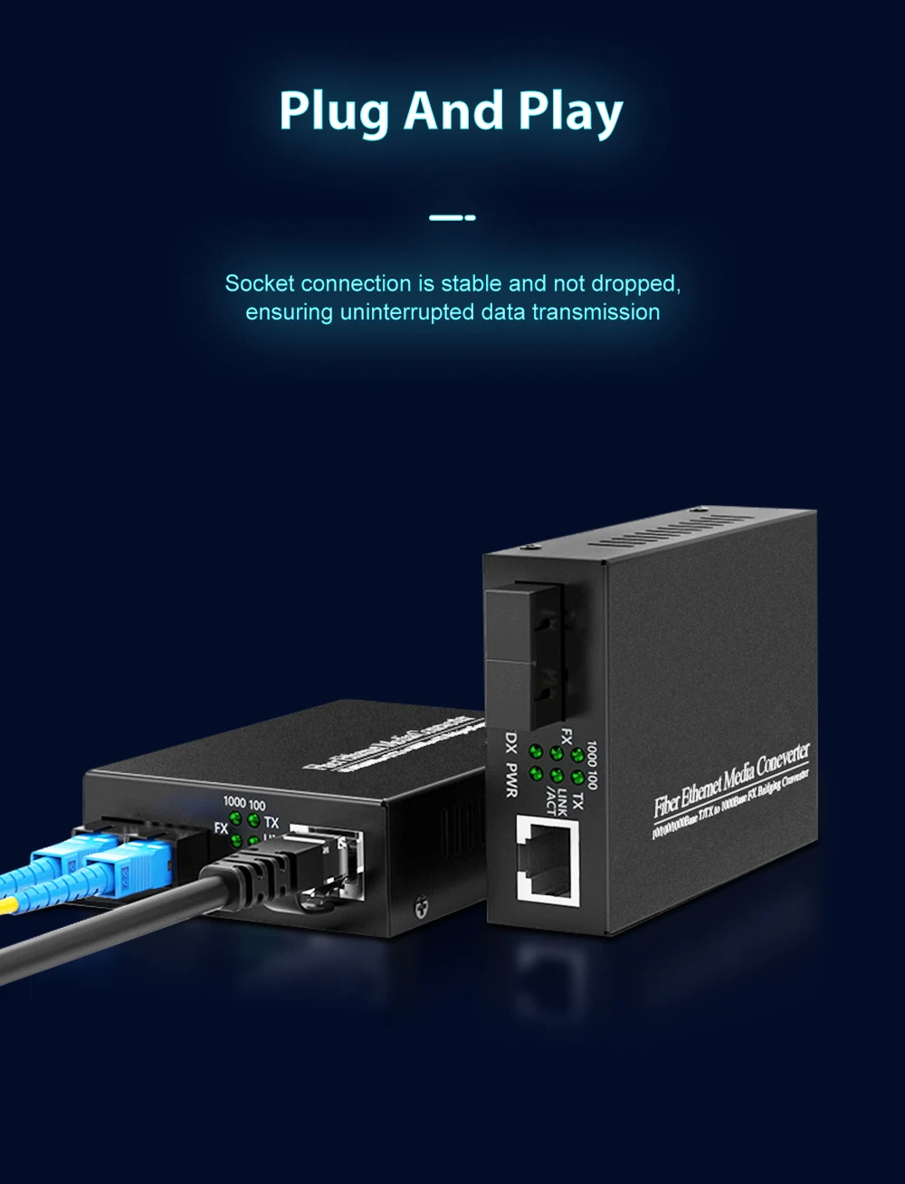 

Оптоволоконный медиаконвертер Gigabit Ethernet со встроенным многорежимным трансивером SC 1 ГБ 10/100/1000M RJ45 на 1000Base-LX до 2 км