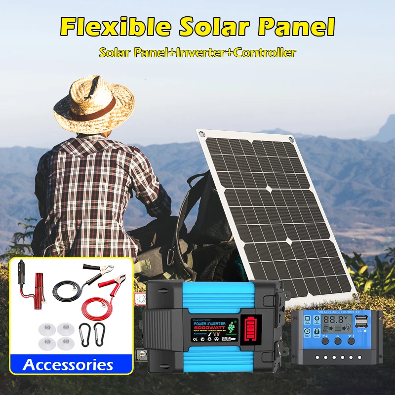 6000W4000W Solar Panel Inverter Kit – Complete Off-Grid Power System with Charge Controller & Battery Compatibility