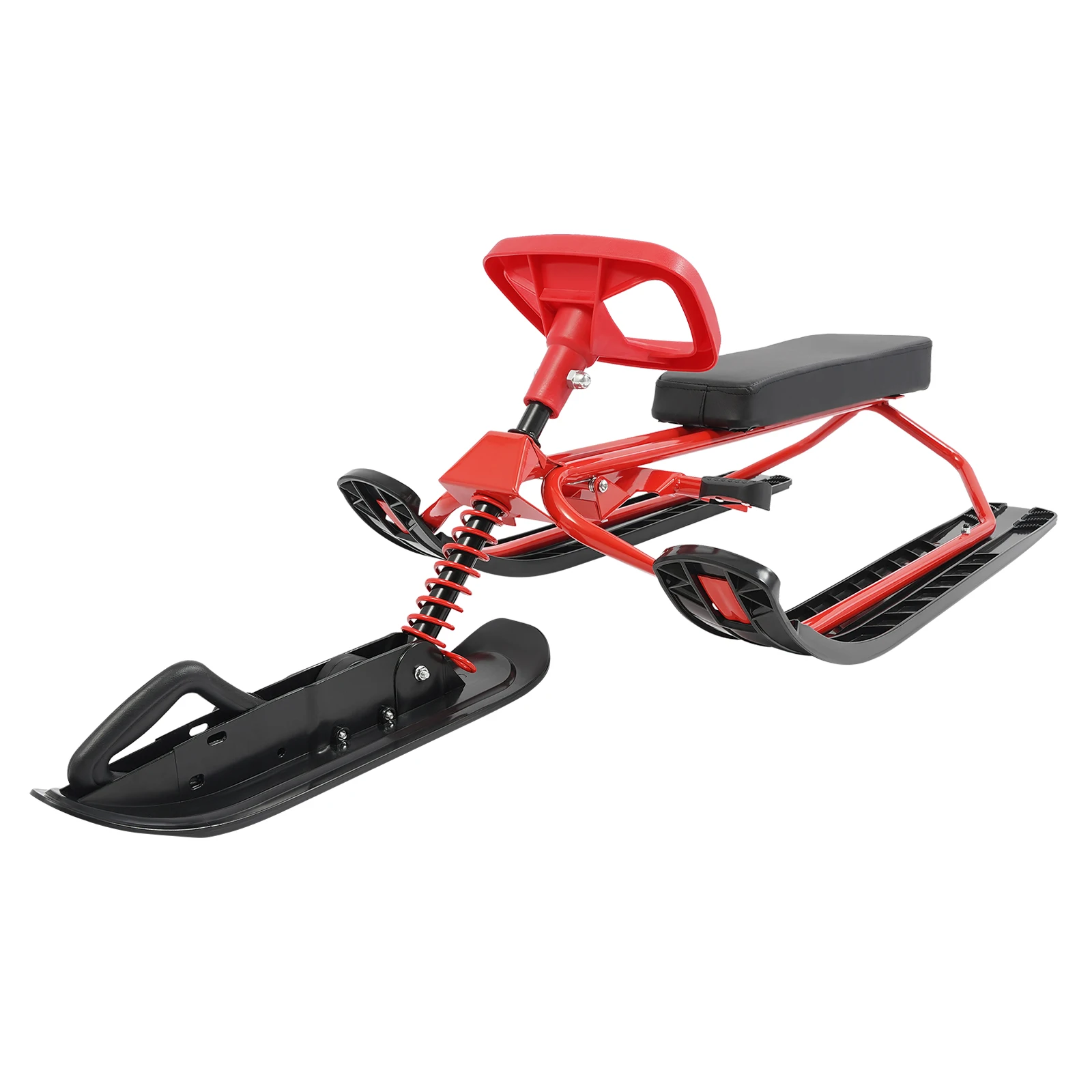 Image of Winter-Ski-Schlitten mit Lenkrad, robuster Schnee-Slider, 100 kg Tragkraft, Kohlenstoffstahl, PU, für Kinder, Jugendliche und Erwachsene