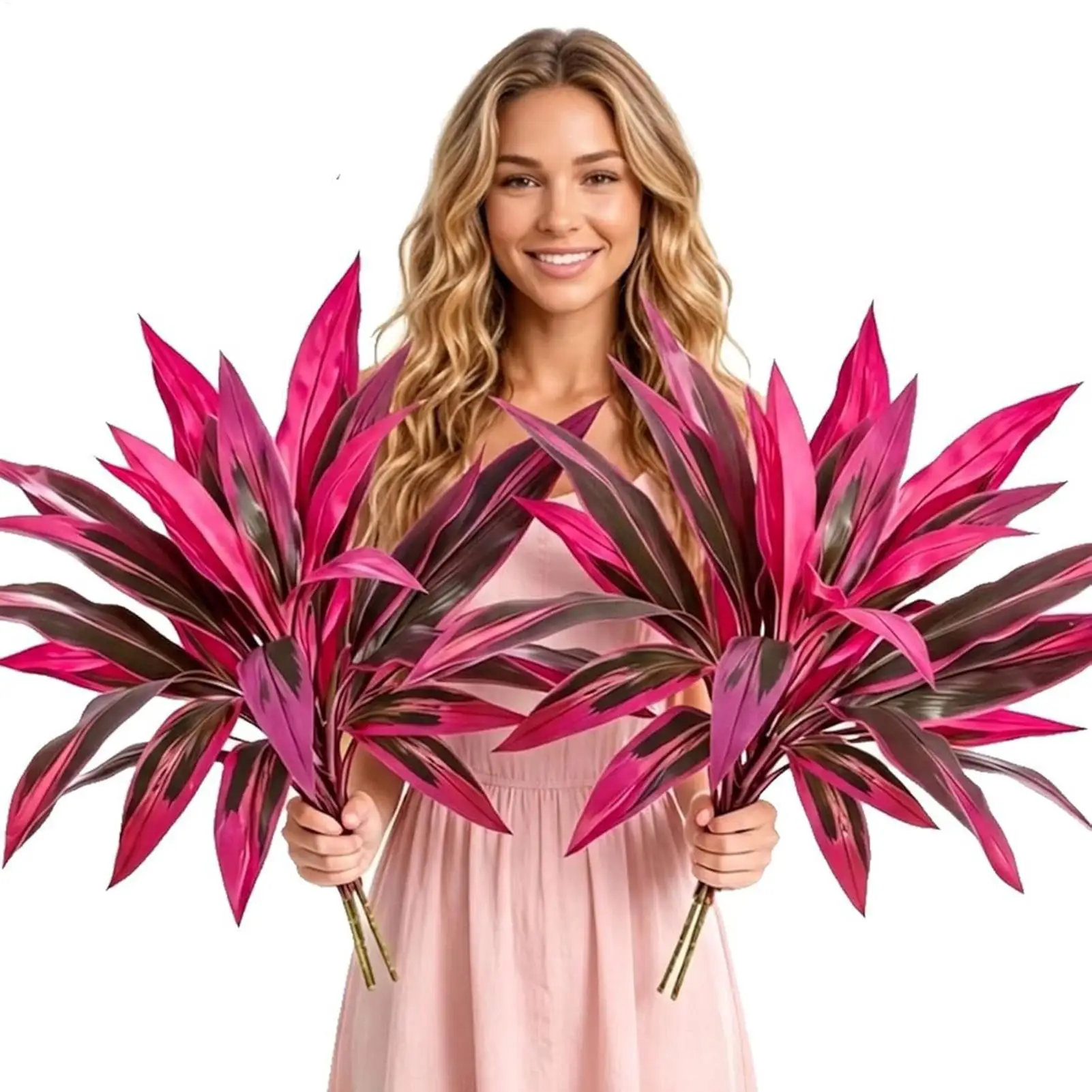 Planta Artificial Alta de 21 Pulgadas, Tallo Tropical, Decoración para Exteriores, Árbol de Sangre de Dragón, Planta Artificial para Hogar, Sala de Estar, Oficina, Patio