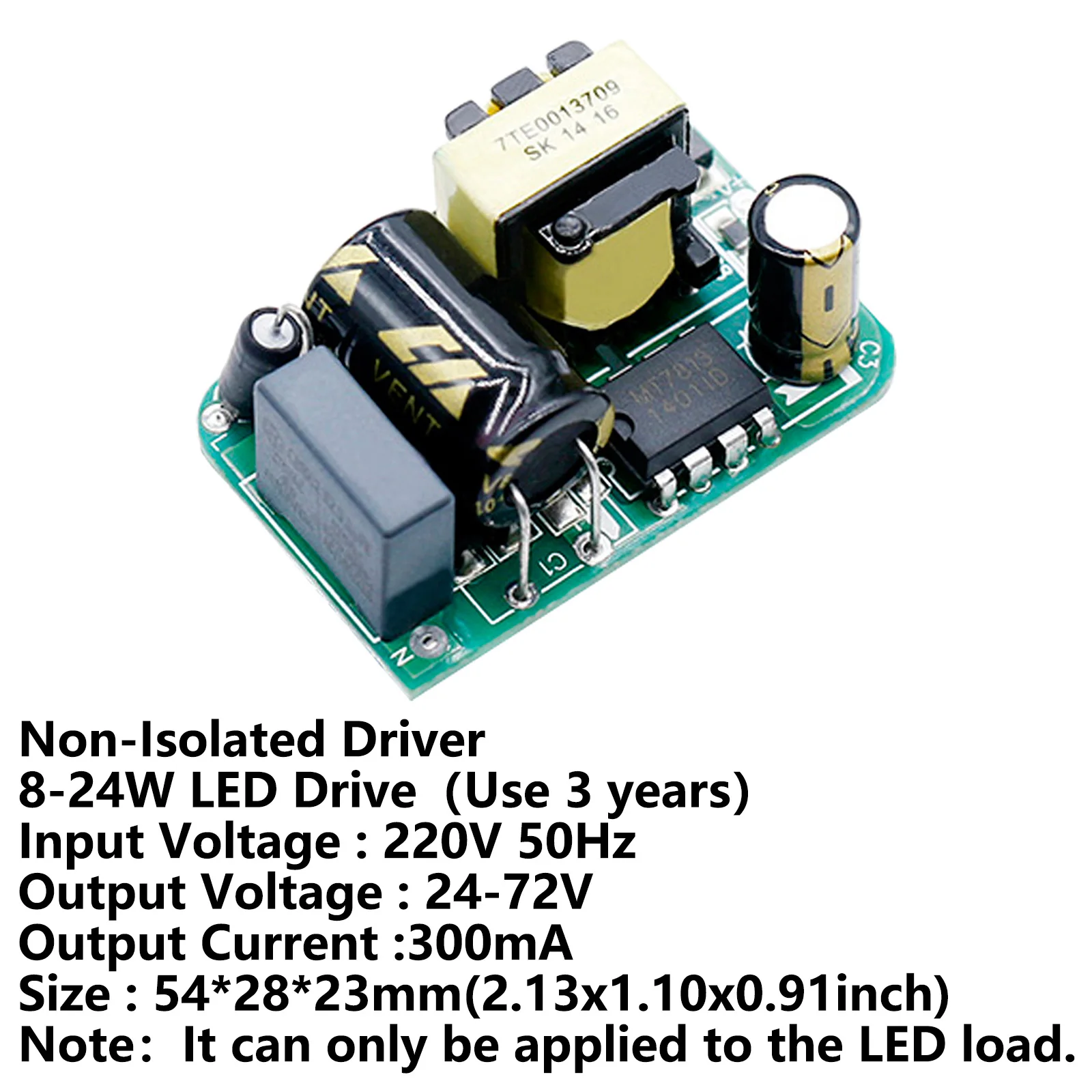 Driver LED 8-24W 300mA LED trasformatori di illuminazione a corrente costante Non isolati AC220V a DC24-72V convertitore di potenza dispositivo