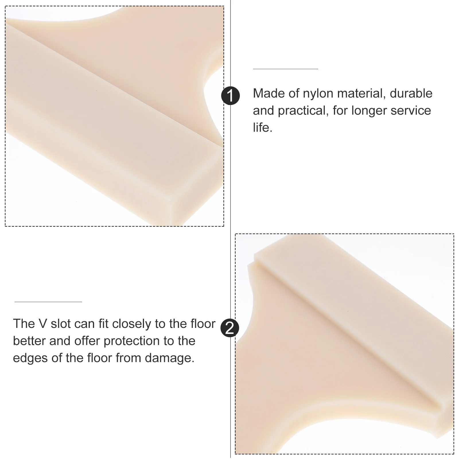 كتلة التنصت على الأرض الخشبية من مادة النايلون، تركيب مدمج وخفيف الوزن وفعال لحماية حافة الأرضيات من لوح الفينيل