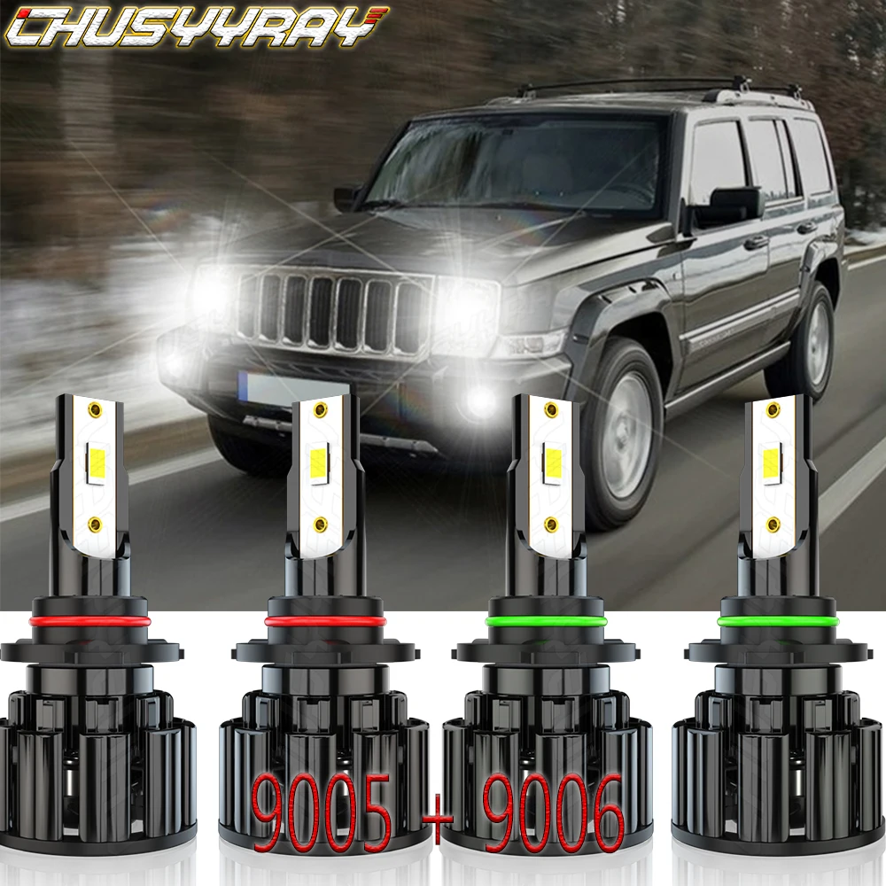 

Автомобильные фары CHUSYYRAY, совместимые с Jeep Commander2006-2010 4x9005 9006, комбинированные лампы ближнего/дальнего света 6001K, чисто белые автомобильные аксессуары