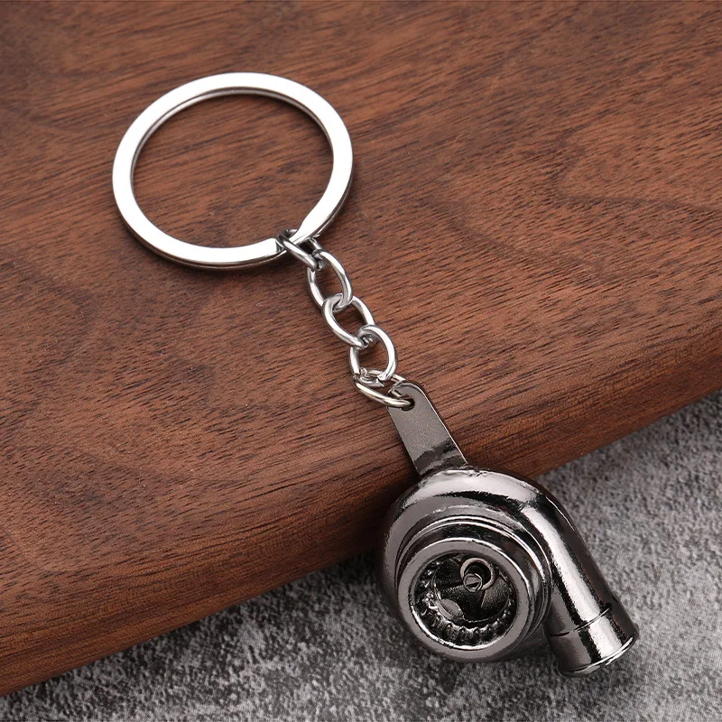 Creative Car Turbo Turbocharger Keychain Metal Automotive Spinning Turbine Keyring Car Interior Accessories for Gift