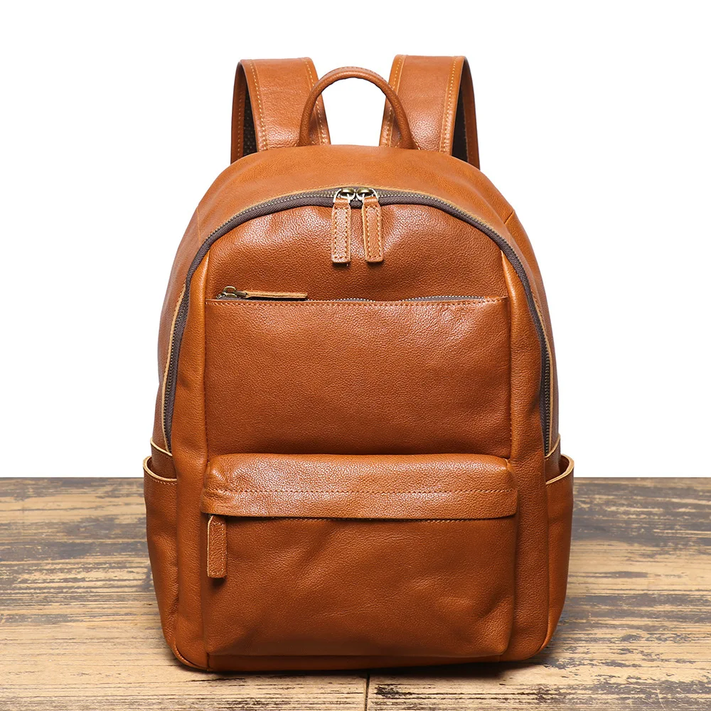 Vintage Leather Men's Travel Backpack with Large Capacity for Business Trips