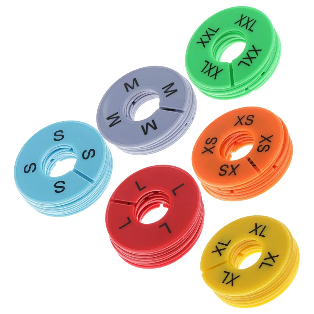 

30 Pcs Clothing Size Dividers Plastic Closet Organizers XS Orange S Blue M Gray L Yellow XXL Green 5 Each Closet