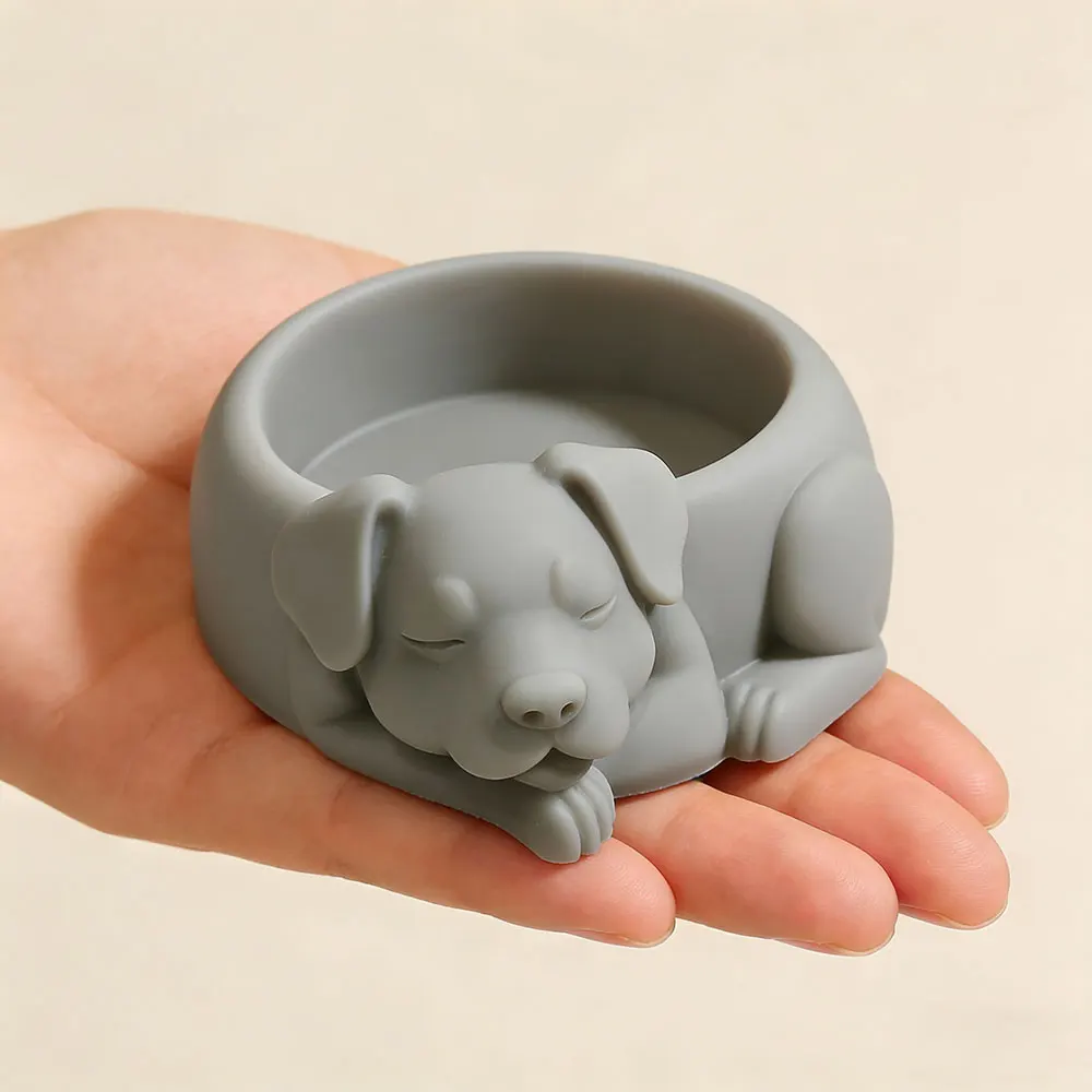 

Puppy Candle Holder Tray Silicone Mould, Reusable for Cement, Gypsum - DIY Ring Dish, Trinket Tray, Home Decor, Soap Mold Craft