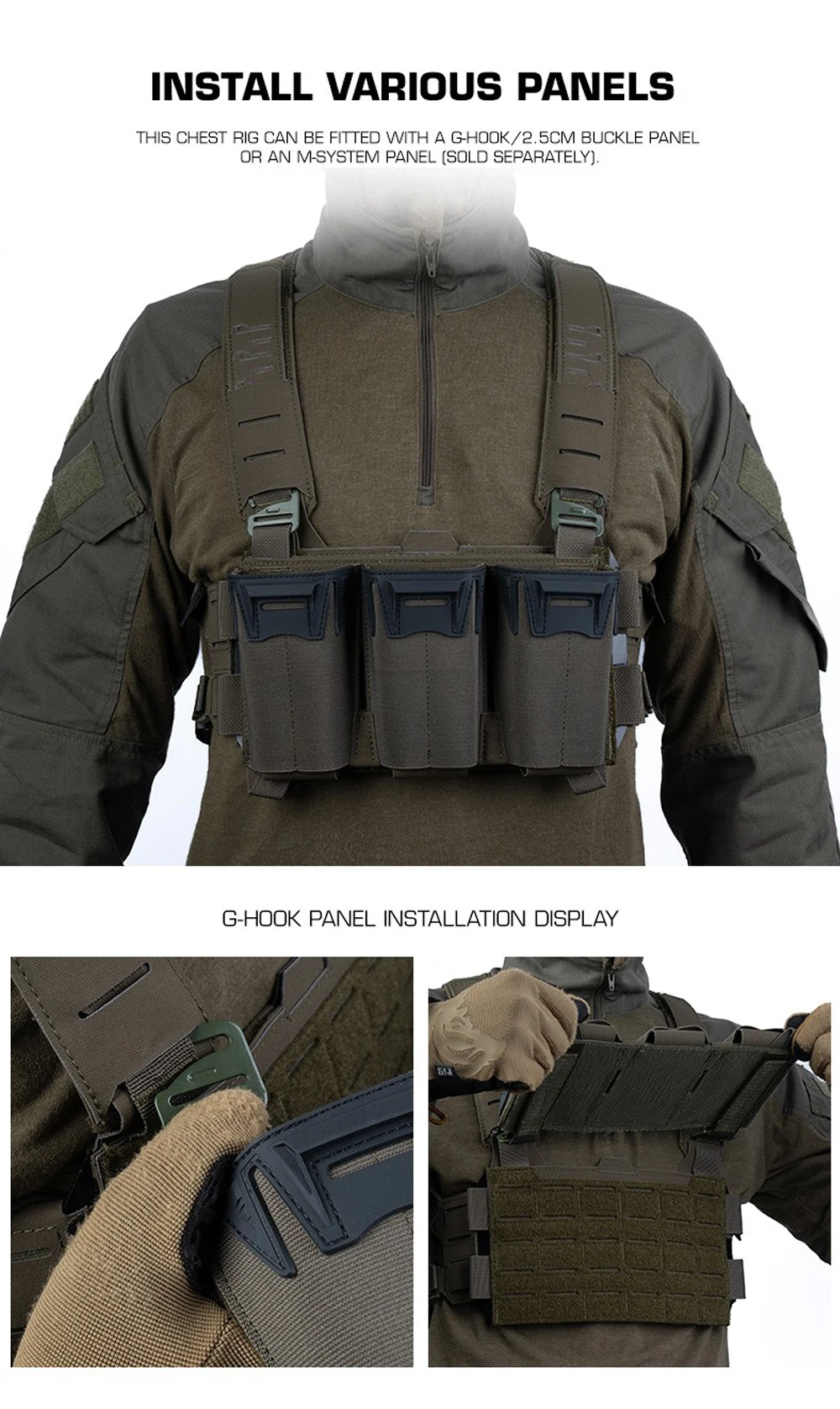 Taktische Brusttasche mit Modularem, Skalierbarem MOLLE-Frontpanel, Atmungsaktive HX-Weste für Outdoor-Jagd und Airsoft – Detail 10