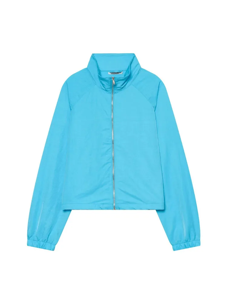 HH Fashion Trendy Bright Blue Coat Women Spring Autumn Stylish Long Sleeve Relaxed Fit Street Runway Chic Modern Gorgeous Jacket