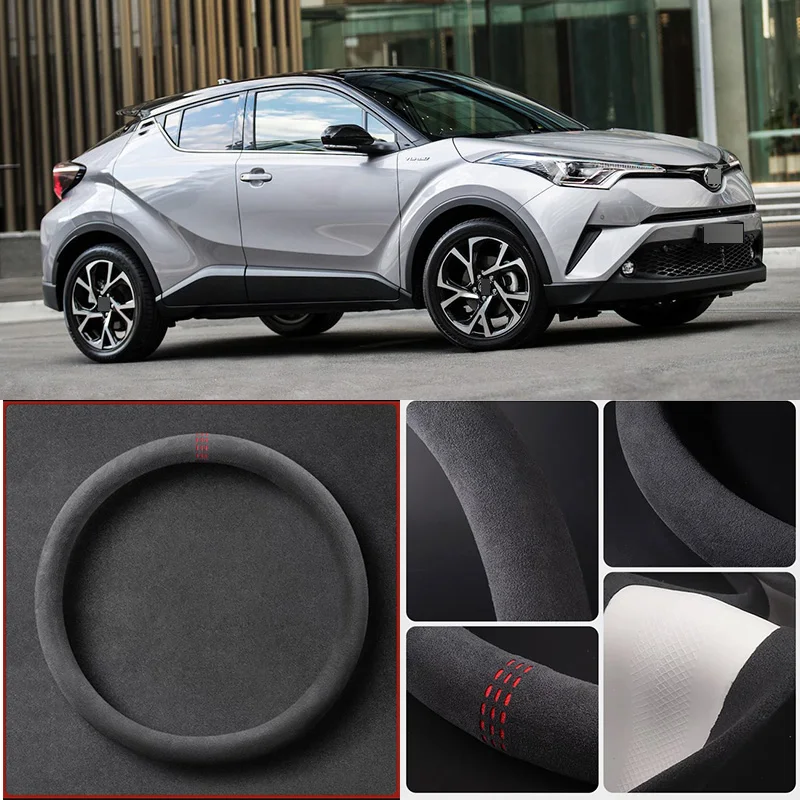 

Alcantara Anti-Slip Black Suede Leather Car Universal Steering Wheel Cover For Toyota C-HR Car Accessories