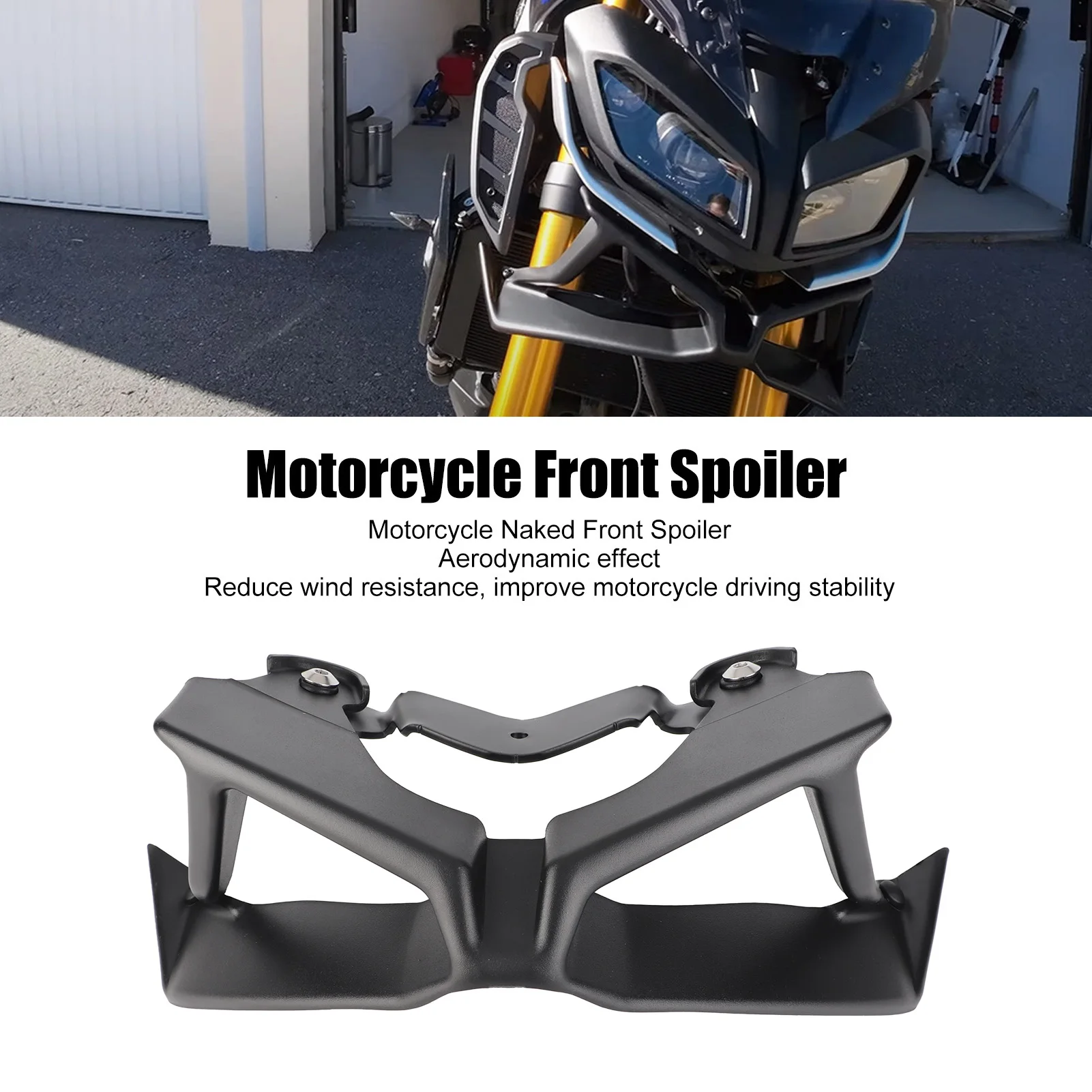 سبويلر للدراجة النارية Downforce سبويلر أمامي عاري سبويلر Downforce جناح هوائي لـ MT ‐ 09 2017 إلى 2020 أسود