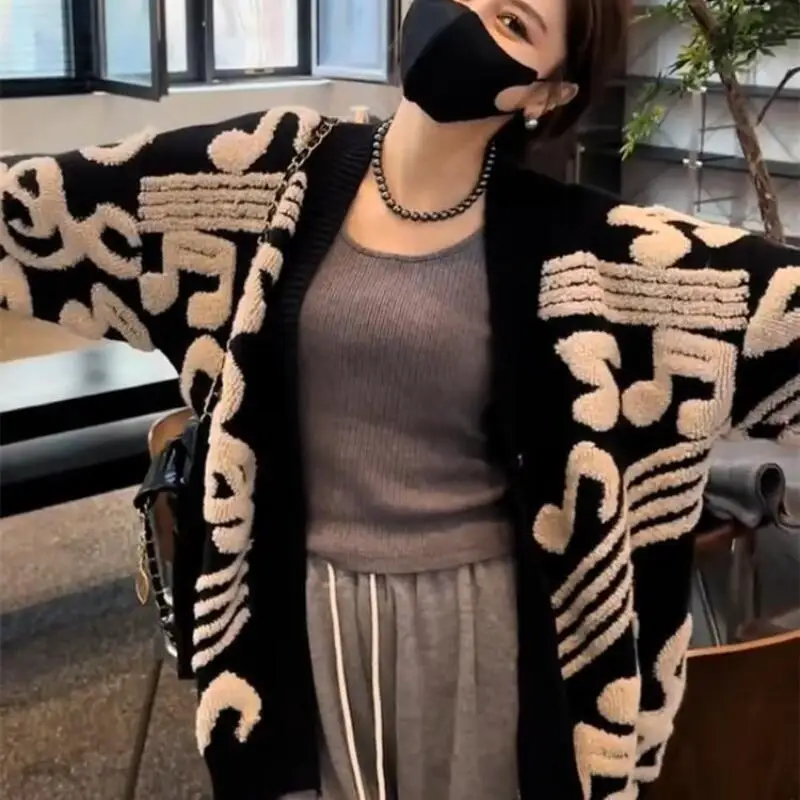 Autumnwinter New Womenfashion Soft Loose Casual Versatile Korean Version Sweater Tops Popular Lazy Style Thick Knitcardigan Tops