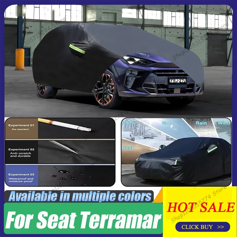 Funda Completa para Auto Negra, Ajuste Personalizado para Seat Cupra Terramar 2023-2026, Impermeable, para Todo Clima, para Autos, Exterior Completo