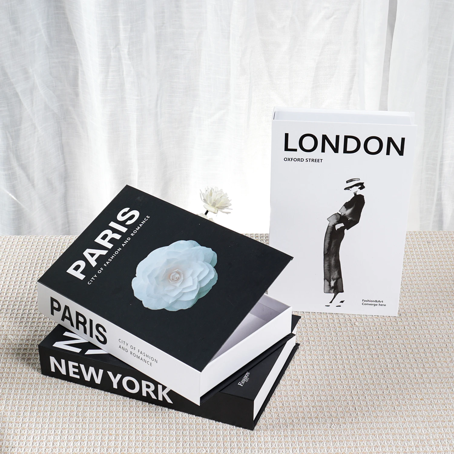 Faux livres de luxe pour décoration, boîte de rangement de livres de Simulation ouvrable, livres de Table basse, Villa Hotle, décoration de maison, accessoires de tir