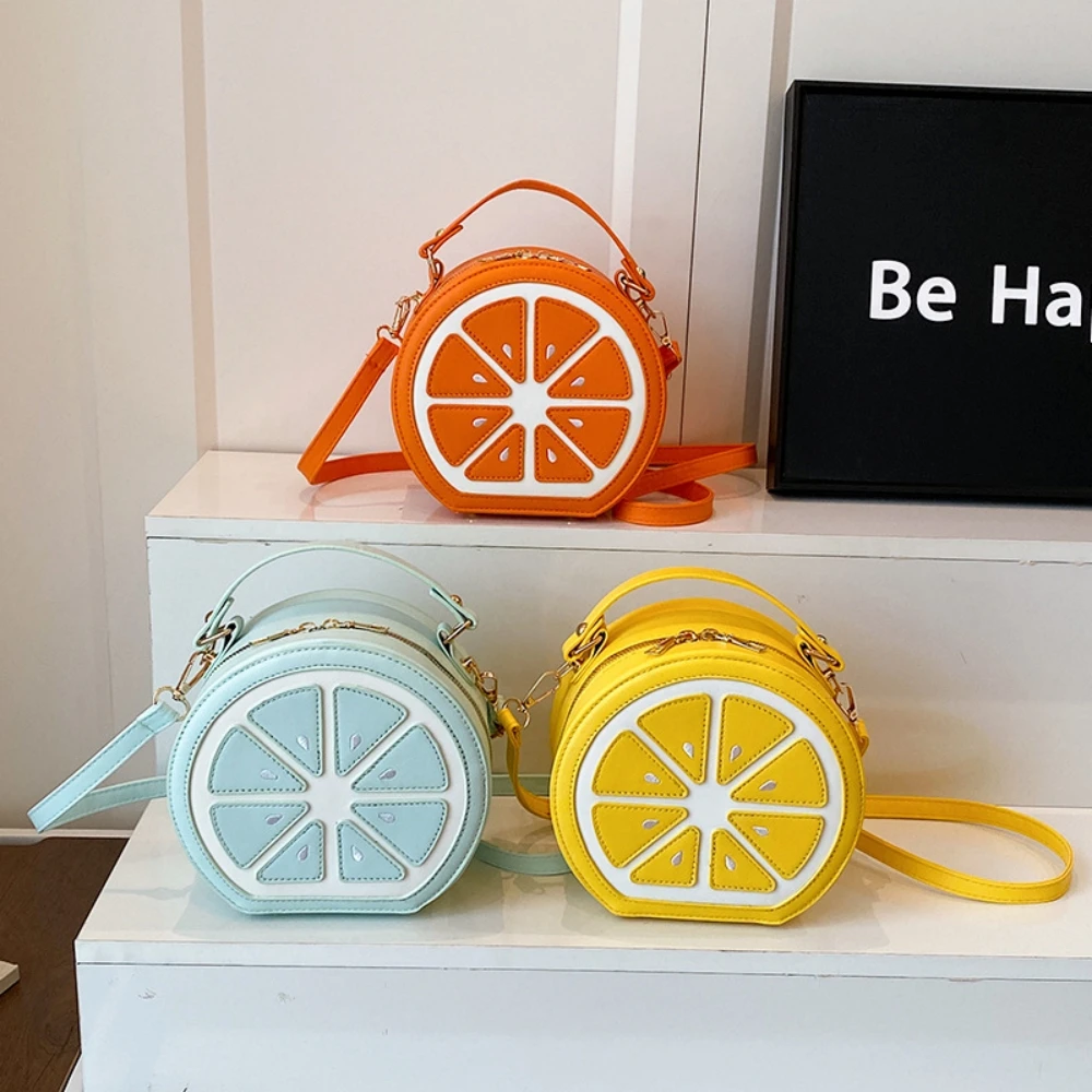 

Cartoon Bag Handbag Fruit Lemon Shape Shoulder Bag Design Single Shoulder Crossbody Small Round Bag Stylish Trendy Women's Bag