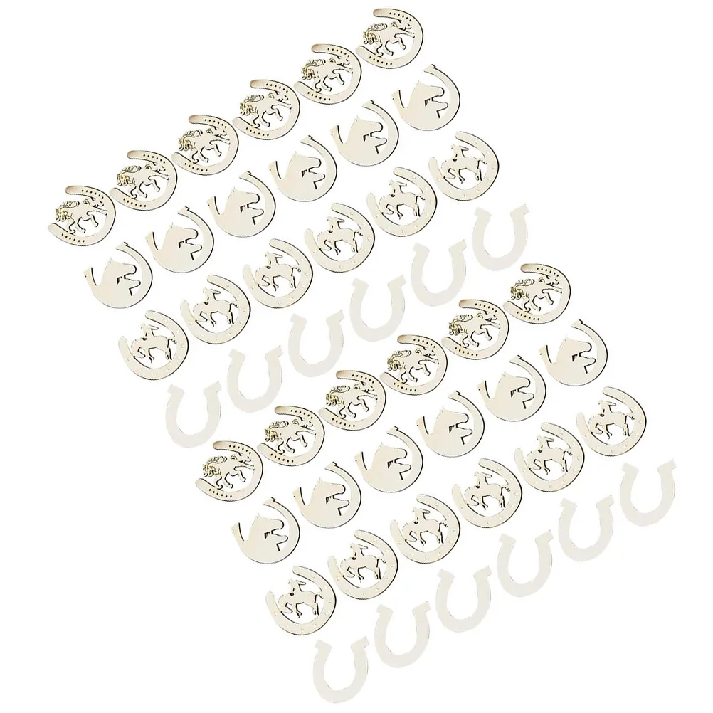 

48pcs Horseshoe Shaped Wood Slices Unfinished Diy Wooden Cutouts Smooth Natural Craft Chips For Graffiti Painting Home Decor